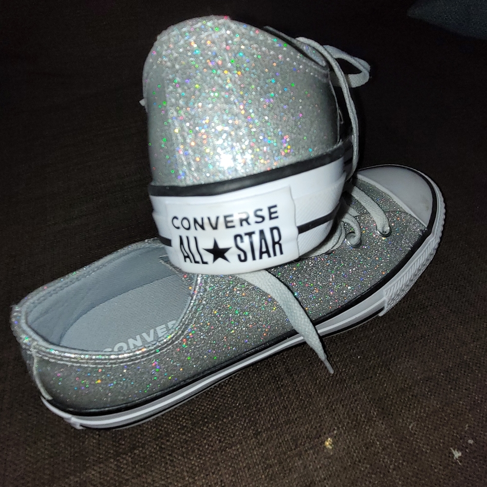 Converse. Silver. Girls size 5. Wore once.